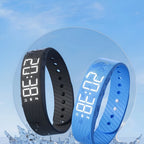 Digital Sports Watch Bright LED Display Waterproof USB Rechargeable