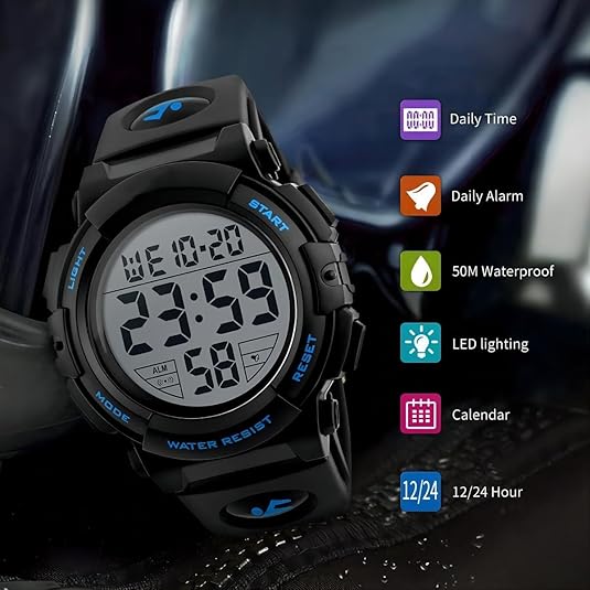Digital Sports Watch LED Display Waterproof & Shock-Resistant