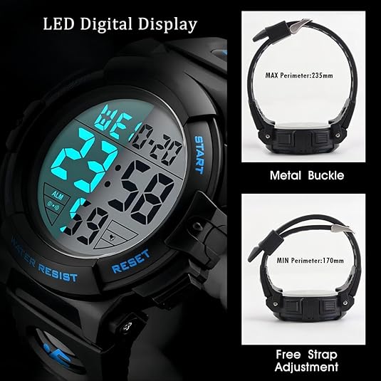 Digital Sports Watch LED Display Waterproof & Shock-Resistant
