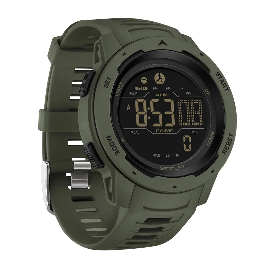 Digital Sports Watch Pedometer 5 ATM Rubber Strap