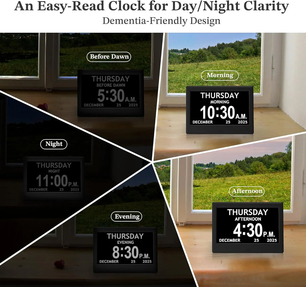 Digital Visual Clock Eight Activity Reminders & Oversized Text