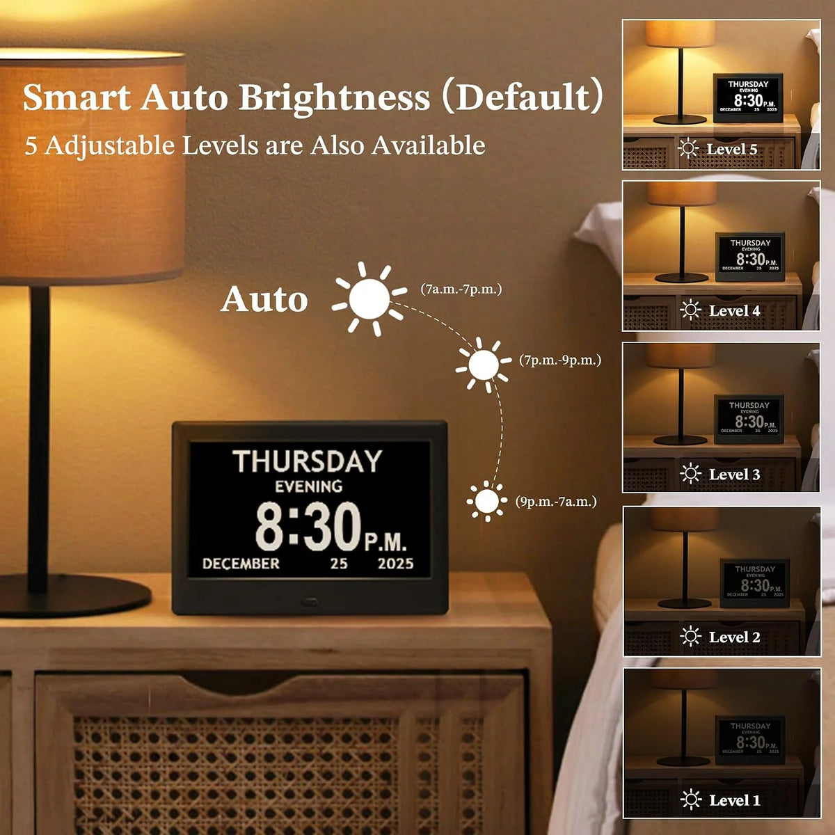 Digital Visual Clock Eight Activity Reminders & Oversized Text