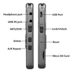 Digital Voice Recorder Rechargeable Built-In Speaker Expandable To 64GB