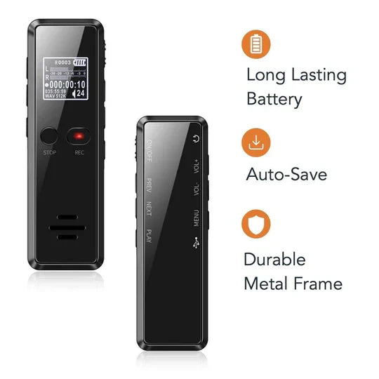 Digital Voice Recorder Voice-Activated & Auto Save 35-Hour Battery