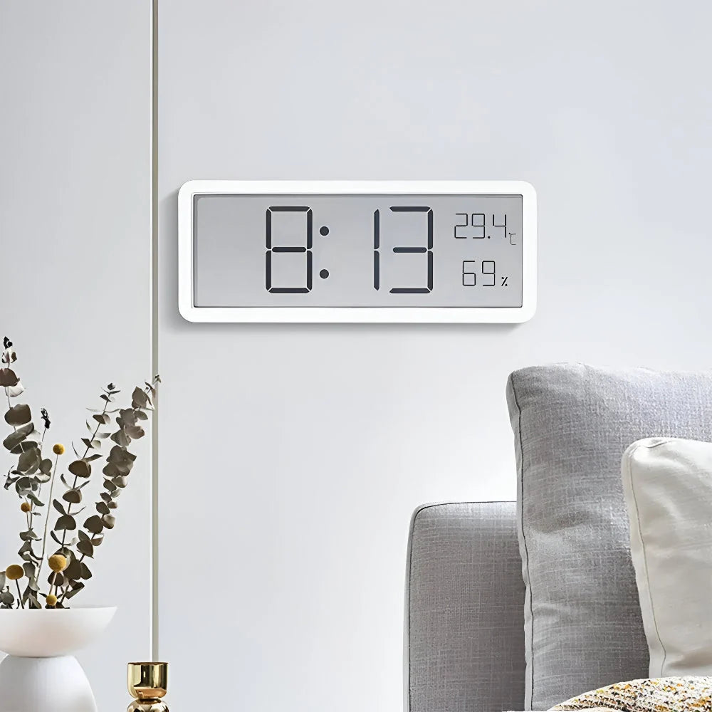 Digital Wall Clock LED 3-In-1 Time Temperature Humidity