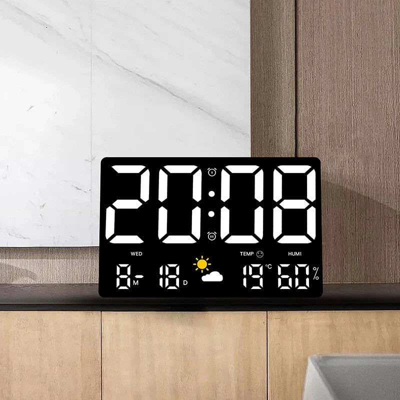 Digital Wall Clock Large Color LED Temp & Humidity