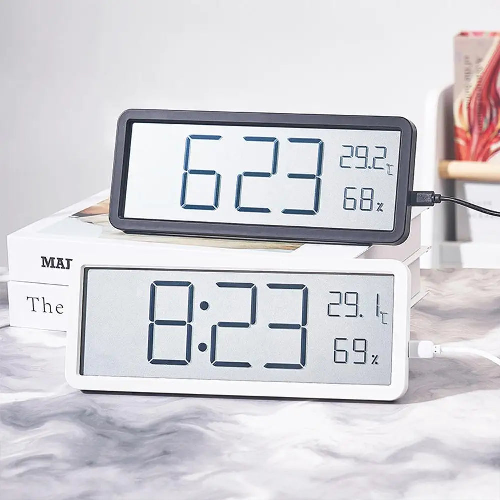 Digital Wall Clock Large LED Display Temperature & Humidity