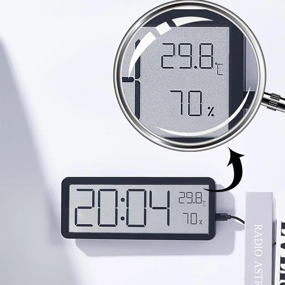 Digital Wall Clock Large LED Display Temperature & Humidity