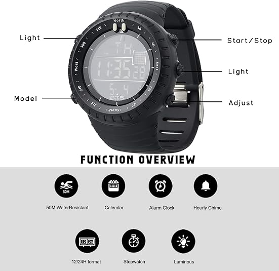 Digital Watch Waterproof Shock-Resistant LED Backlight