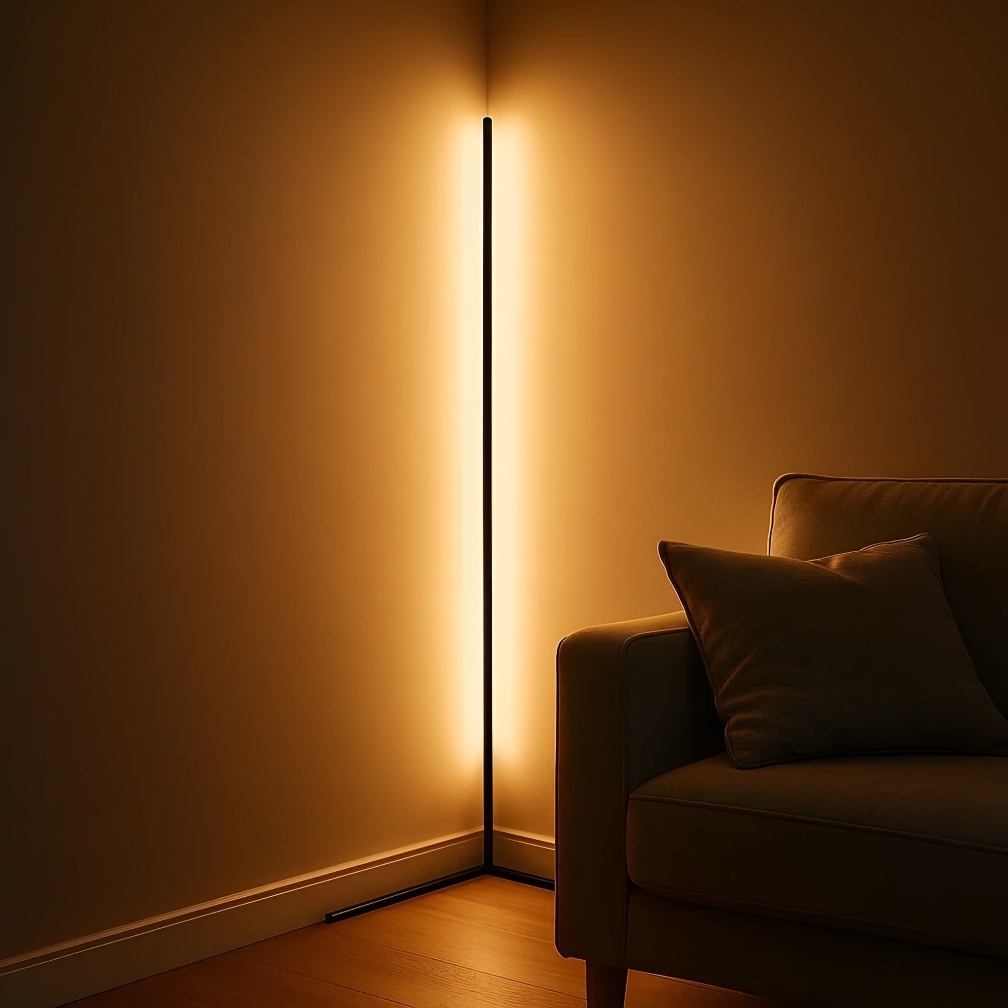 Dimmable Adjustable Warmth Remote-Controlled LED Corner Floor Lamp