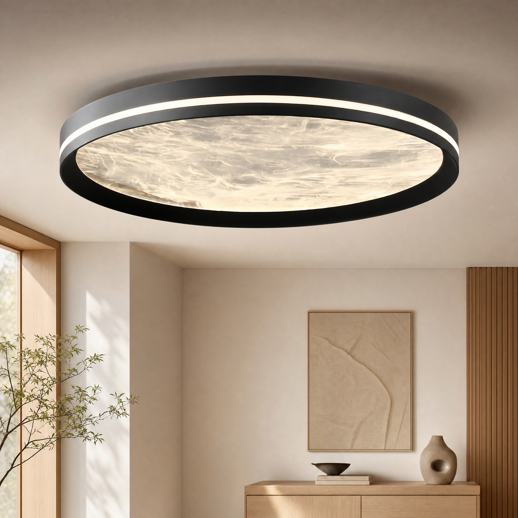 Dimmable Color-Adjustable LED Moon Ceiling Light (Remote)