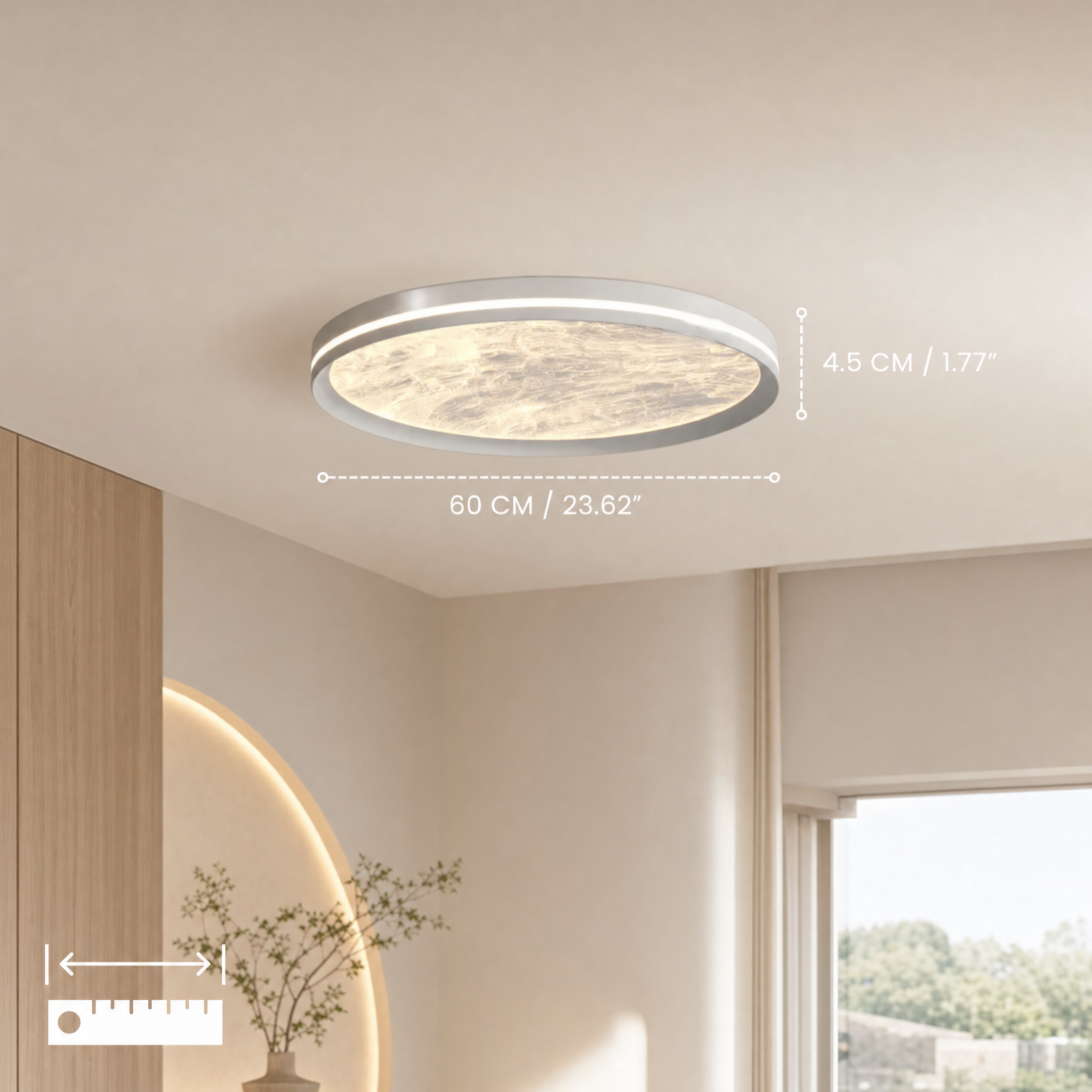 Dimmable Color-Adjustable LED Moon Ceiling Light (Remote)