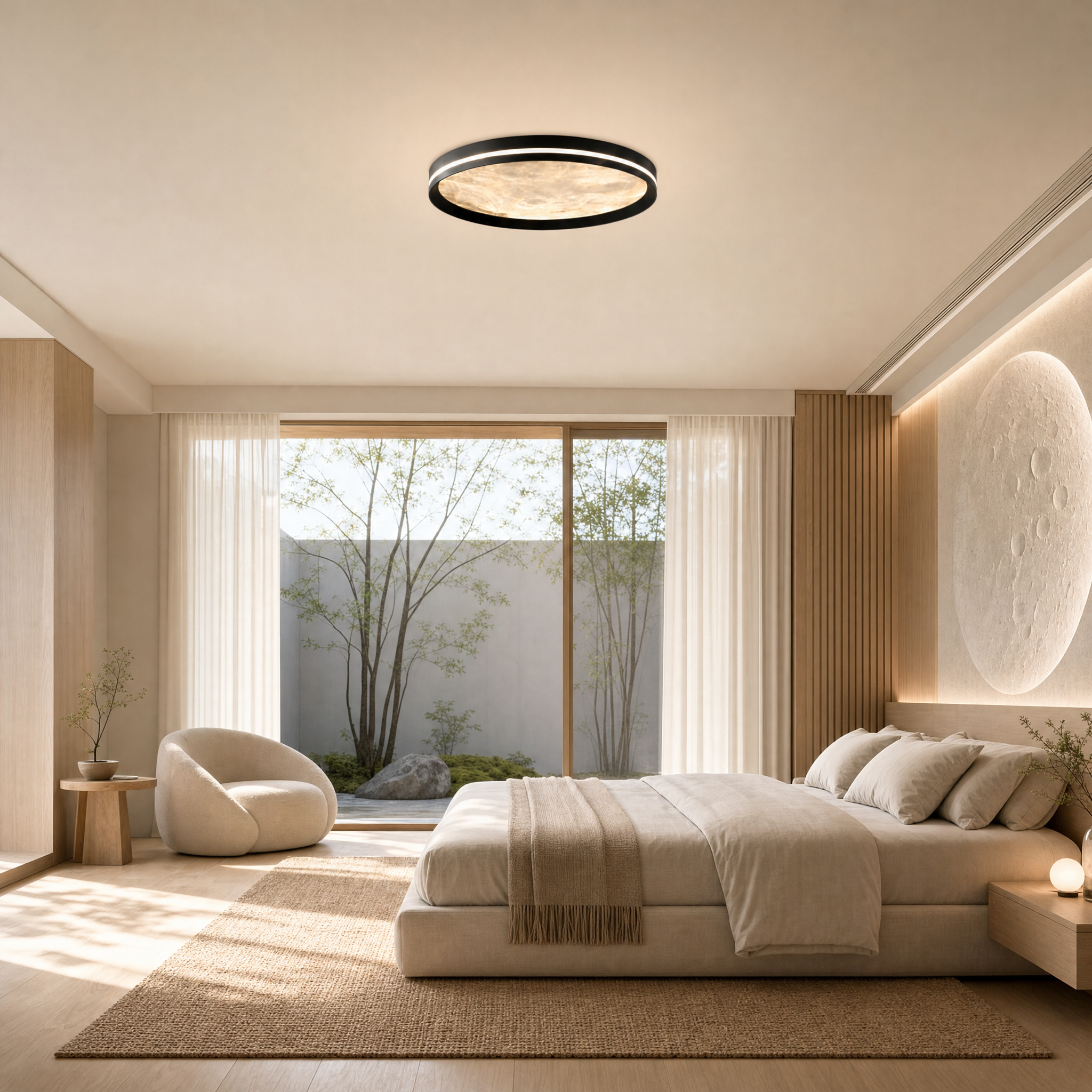 Dimmable Color-Adjustable LED Moon Ceiling Light (Remote)