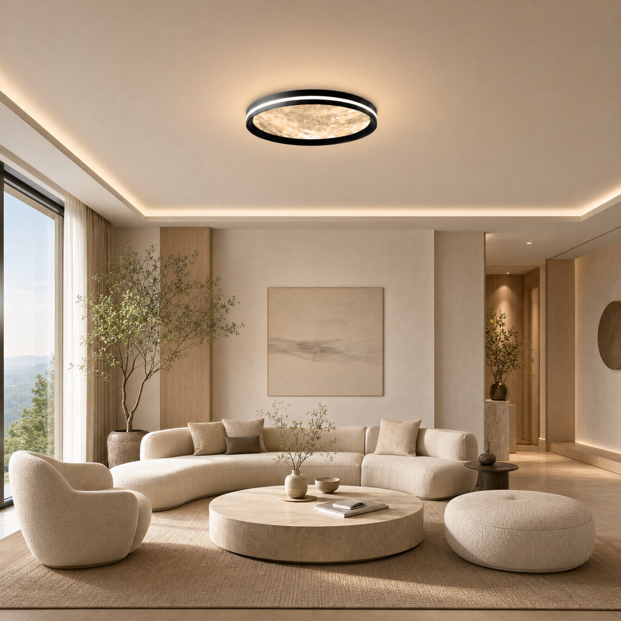 Dimmable Color-Adjustable LED Moon Ceiling Light (Remote)