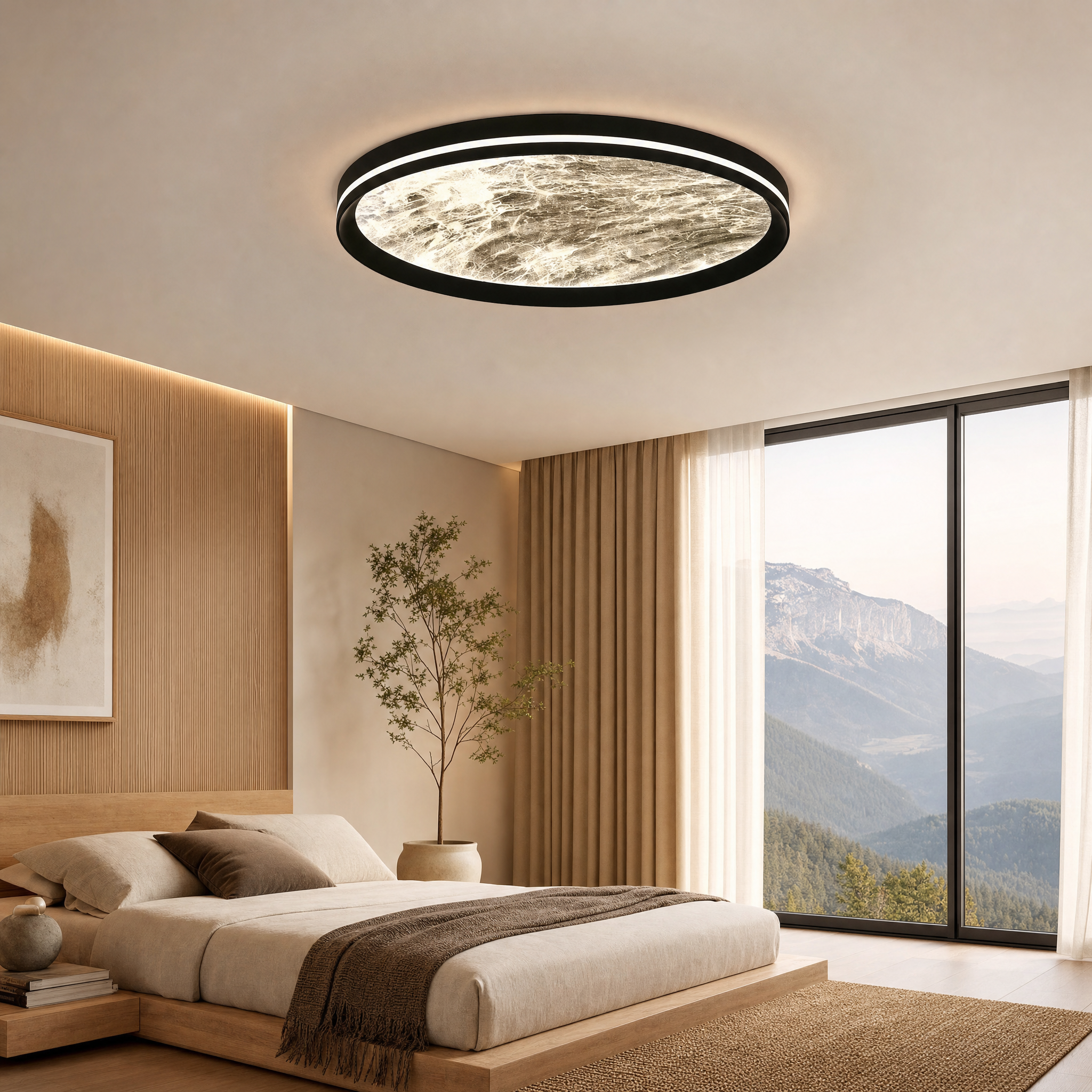Dimmable Color-Adjustable LED Moon Ceiling Light (Remote)