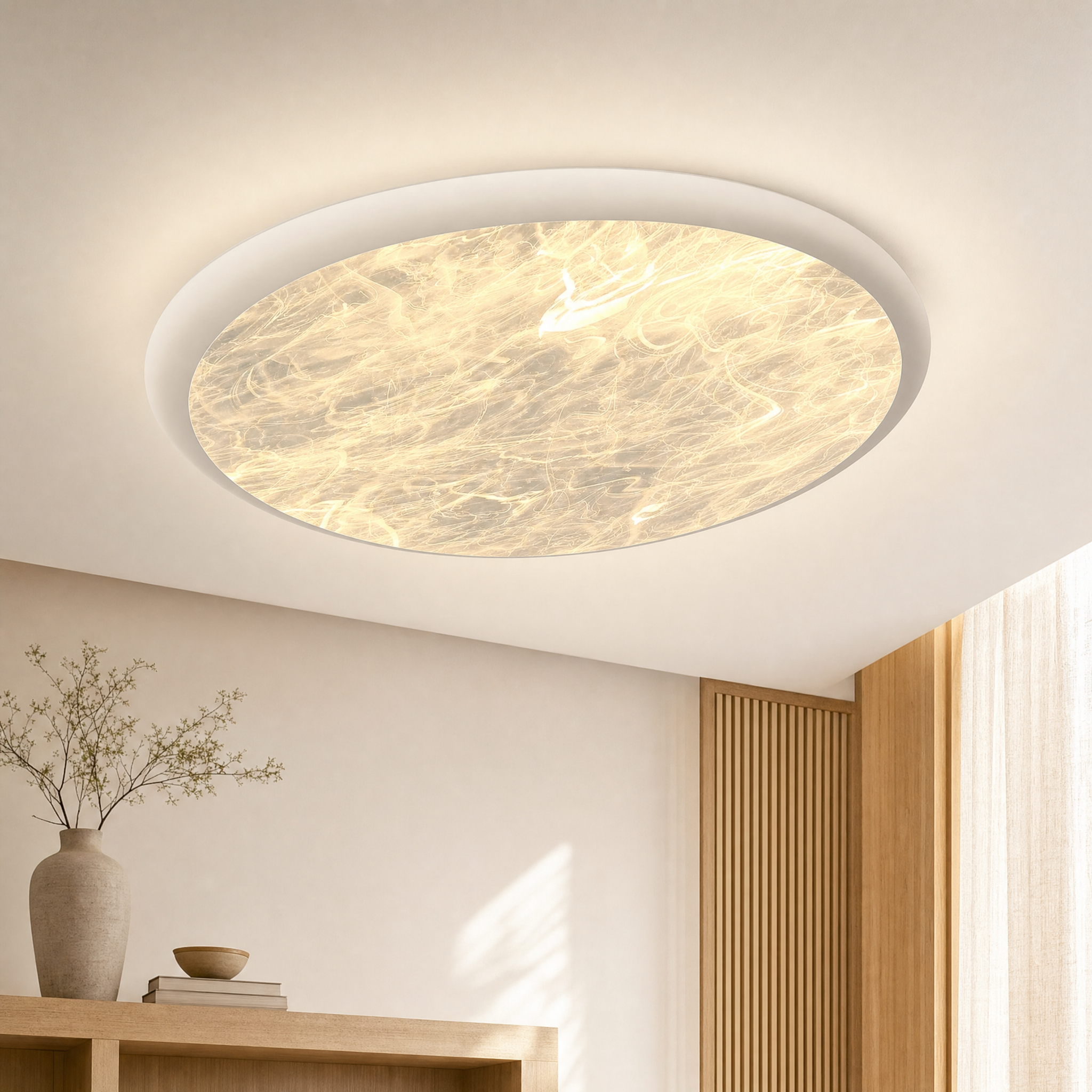 Dimmable Color-Adjustable LED Moon Ceiling Light (Remote)