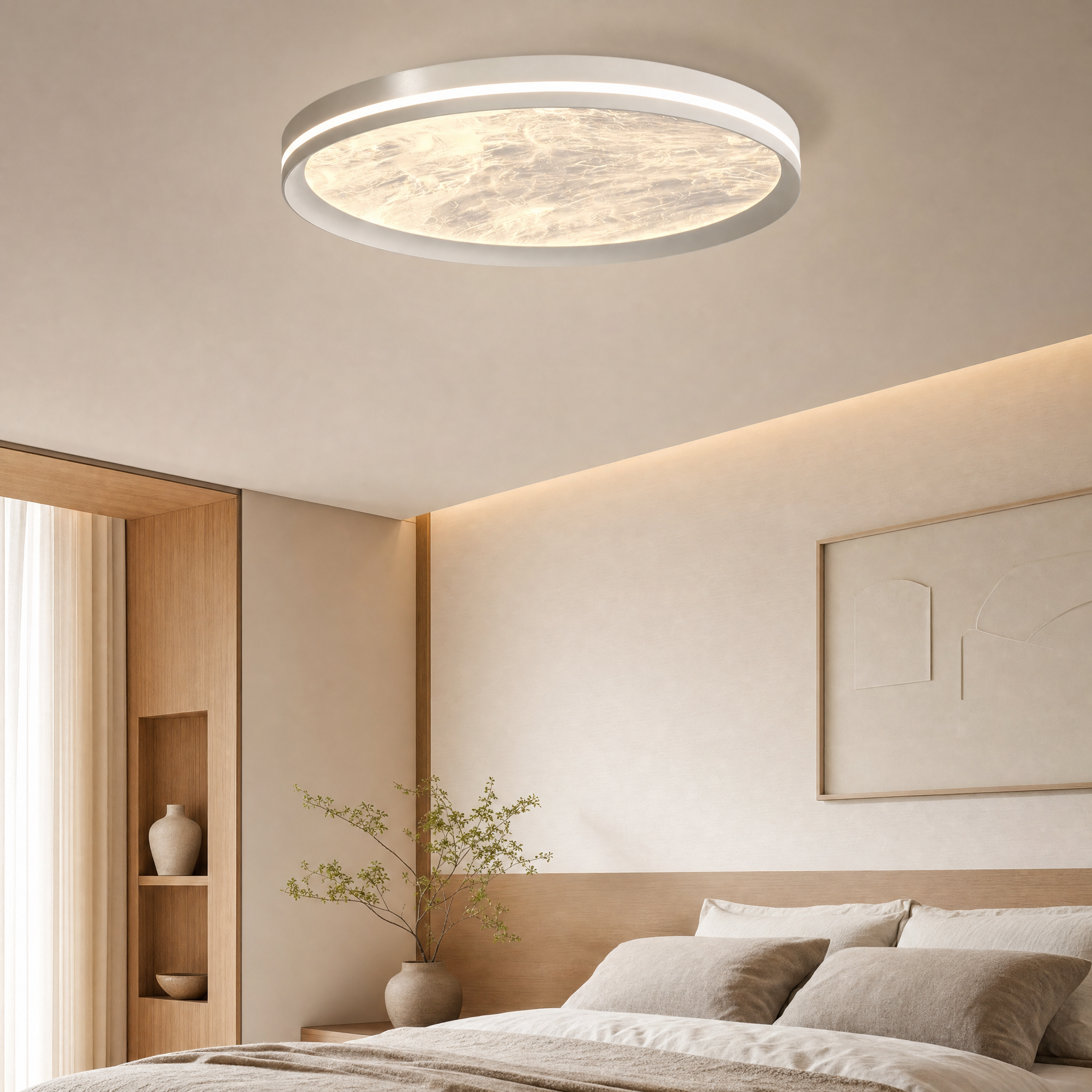 Dimmable Color-Adjustable LED Moon Ceiling Light (Remote)