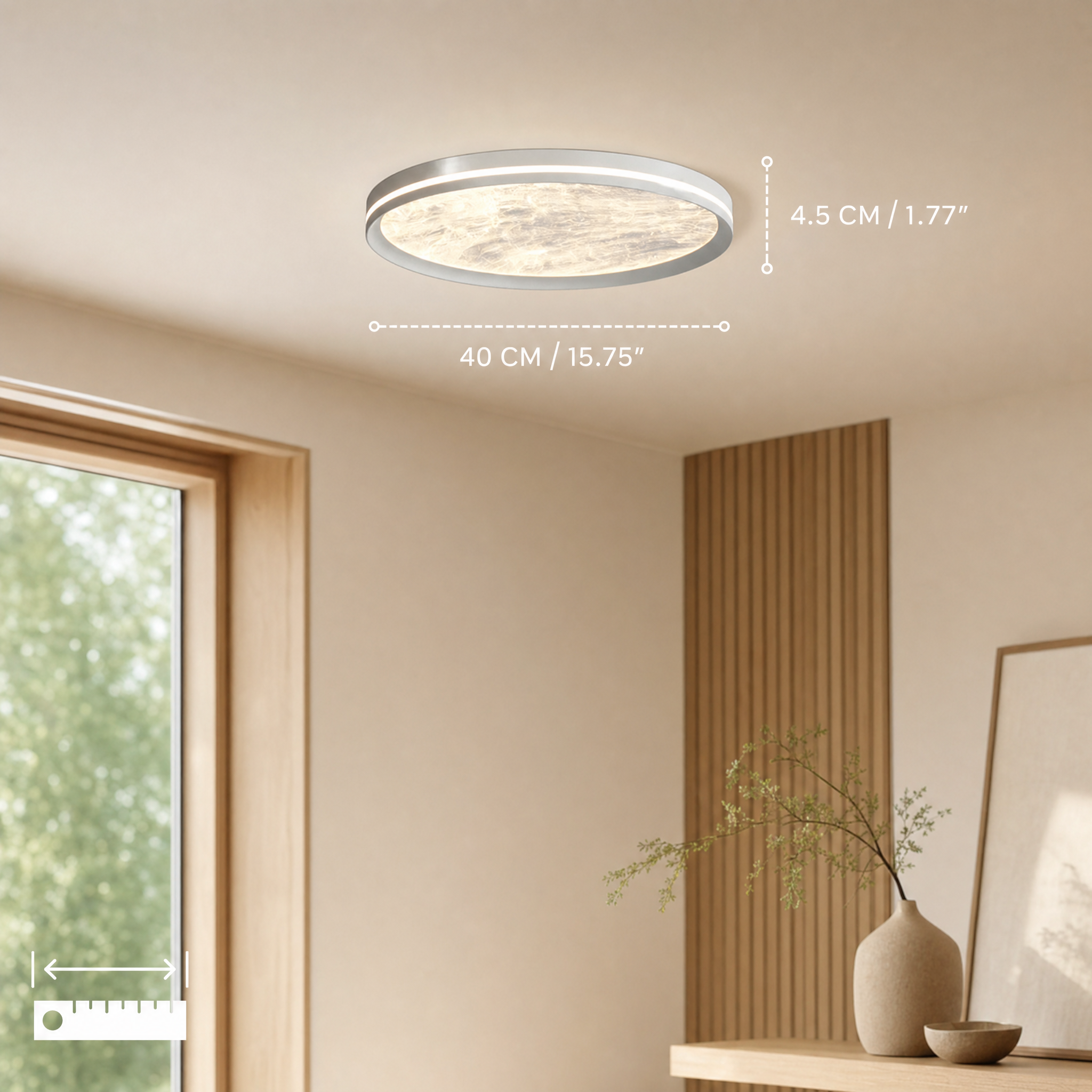 Dimmable Color-Adjustable LED Moon Ceiling Light (Remote)