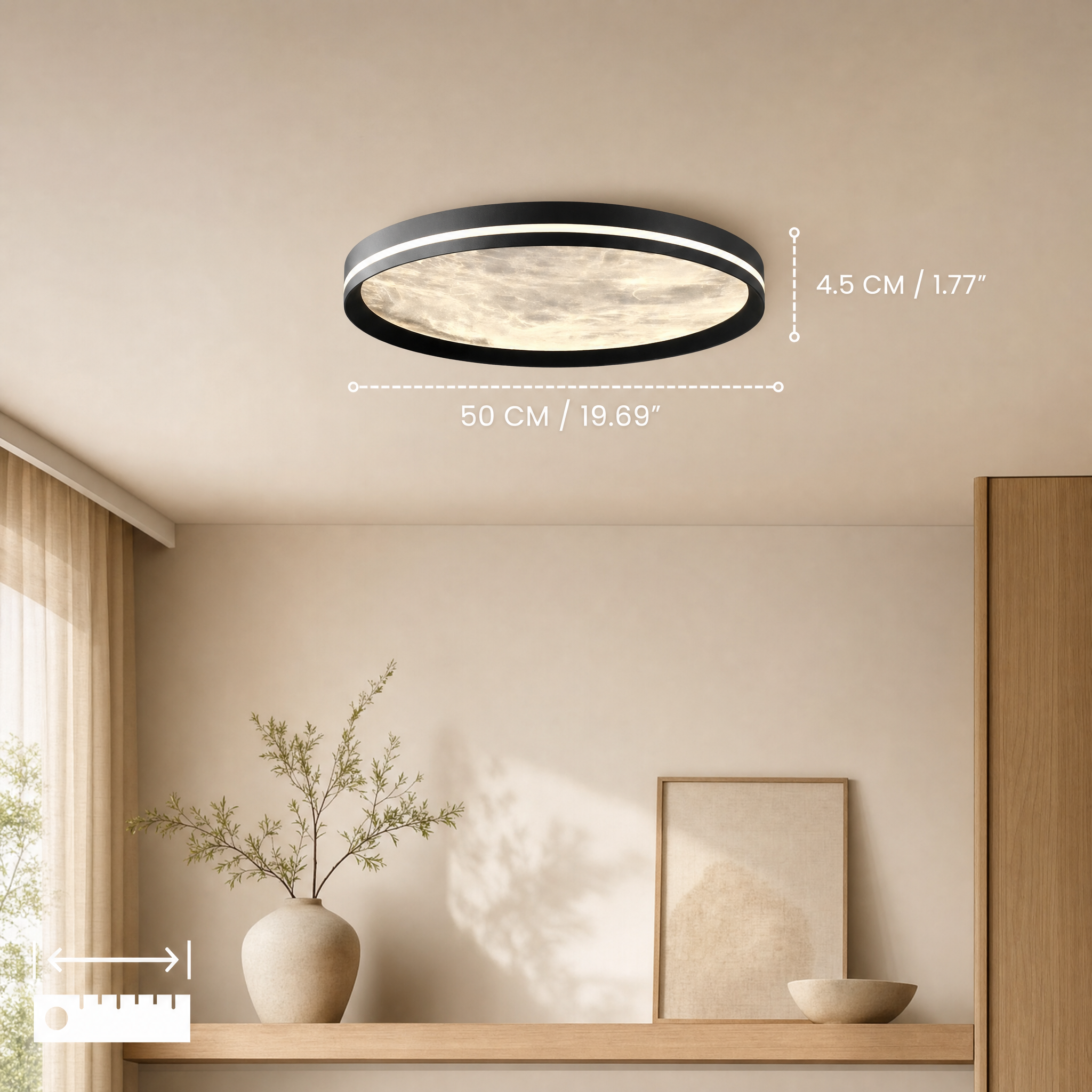 Dimmable Color-Adjustable LED Moon Ceiling Light (Remote)