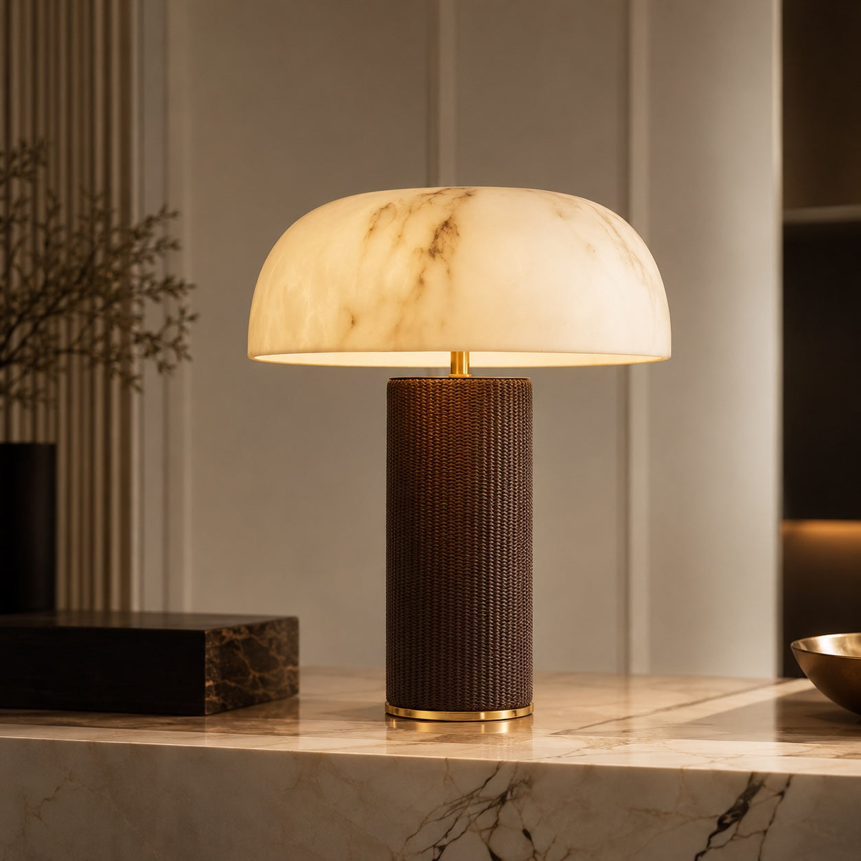 Dimmable Faux Alabaster Table Lamp
