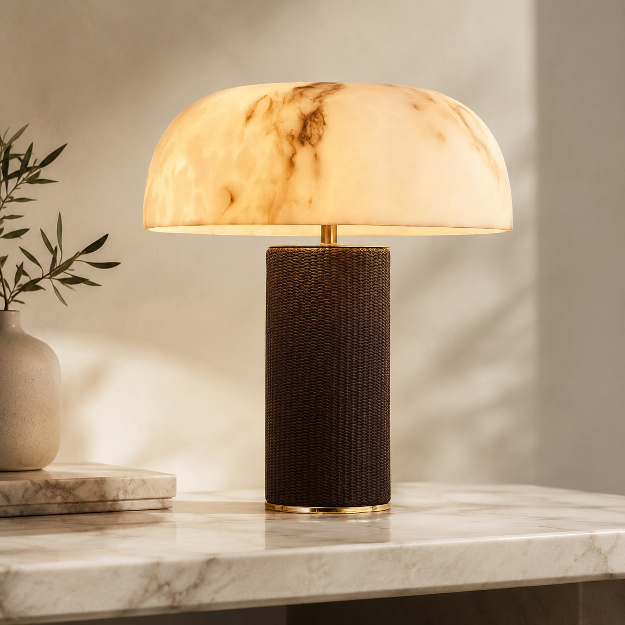 Dimmable Faux Alabaster Table Lamp