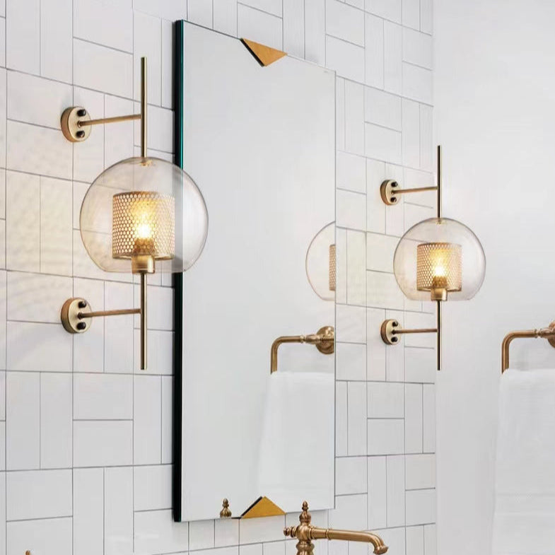 Dimmable Honeycomb Glass & Brass Wall Sconce