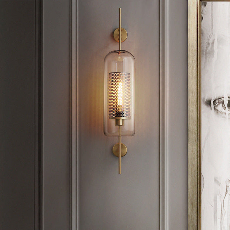 Dimmable Honeycomb Glass & Brass Wall Sconce
