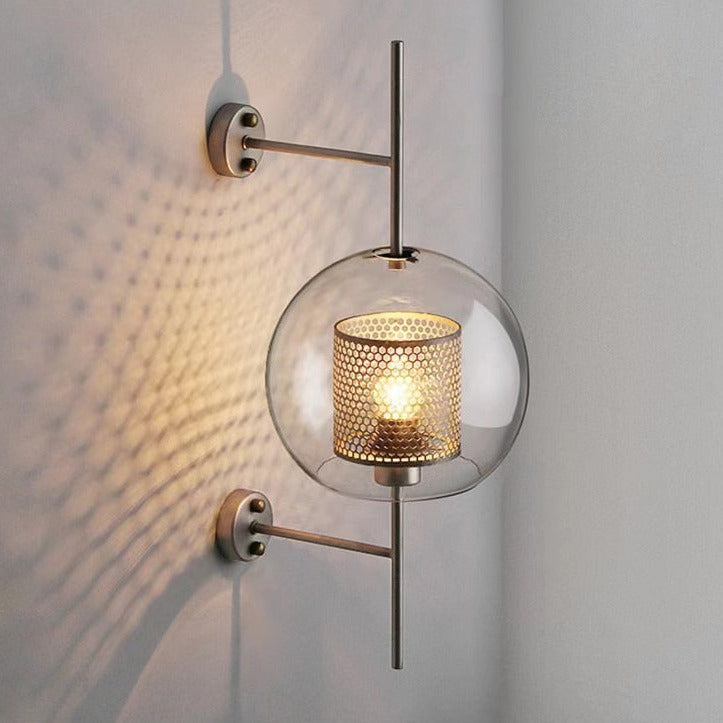Dimmable Honeycomb Glass & Brass Wall Sconce