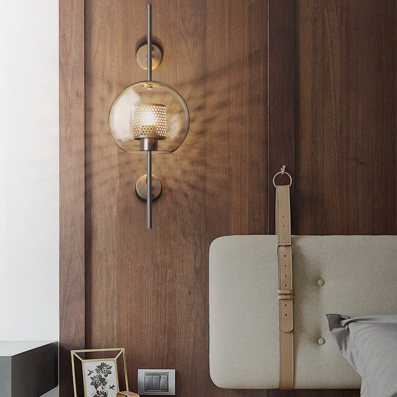 Dimmable Honeycomb Glass & Brass Wall Sconce