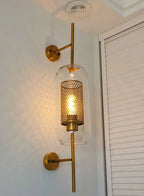 Dimmable Honeycomb Glass & Brass Wall Sconce