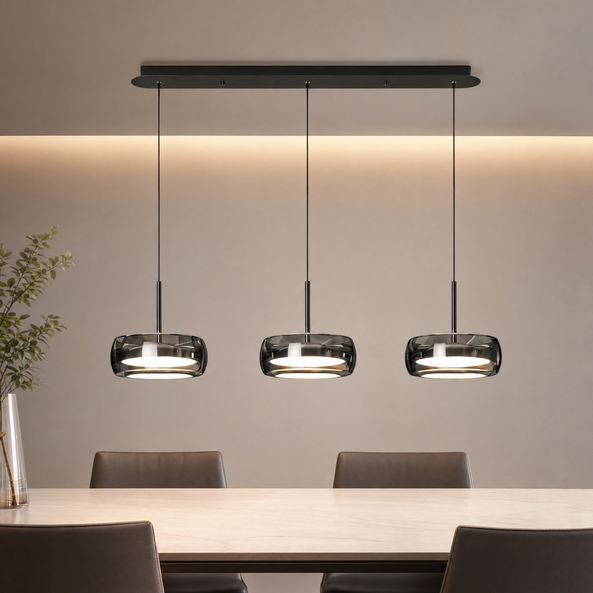 Dimmable Integrated LED Glass Drum Pendant Light (Remote Control)