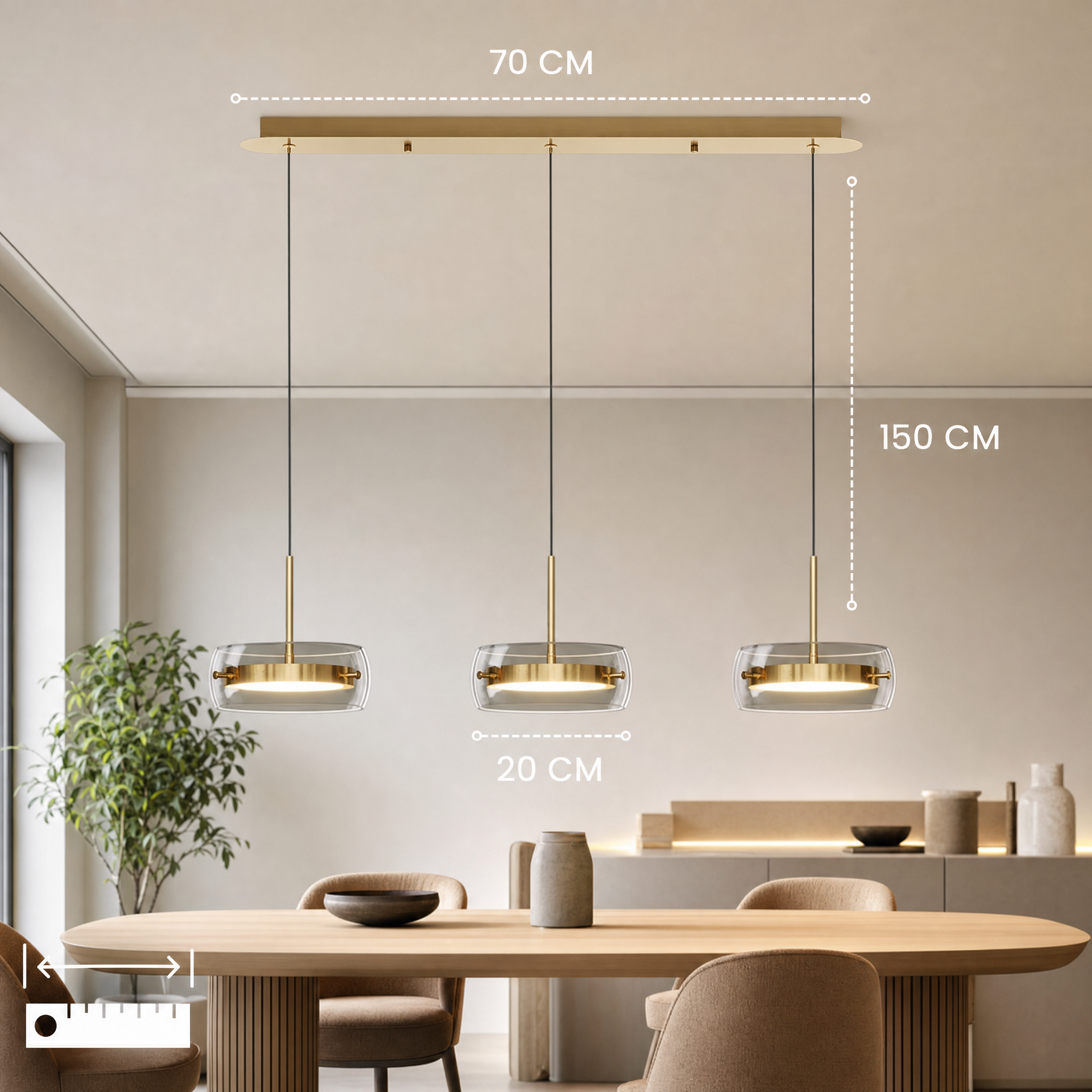 Dimmable Integrated LED Glass Drum Pendant Light (Remote Control)