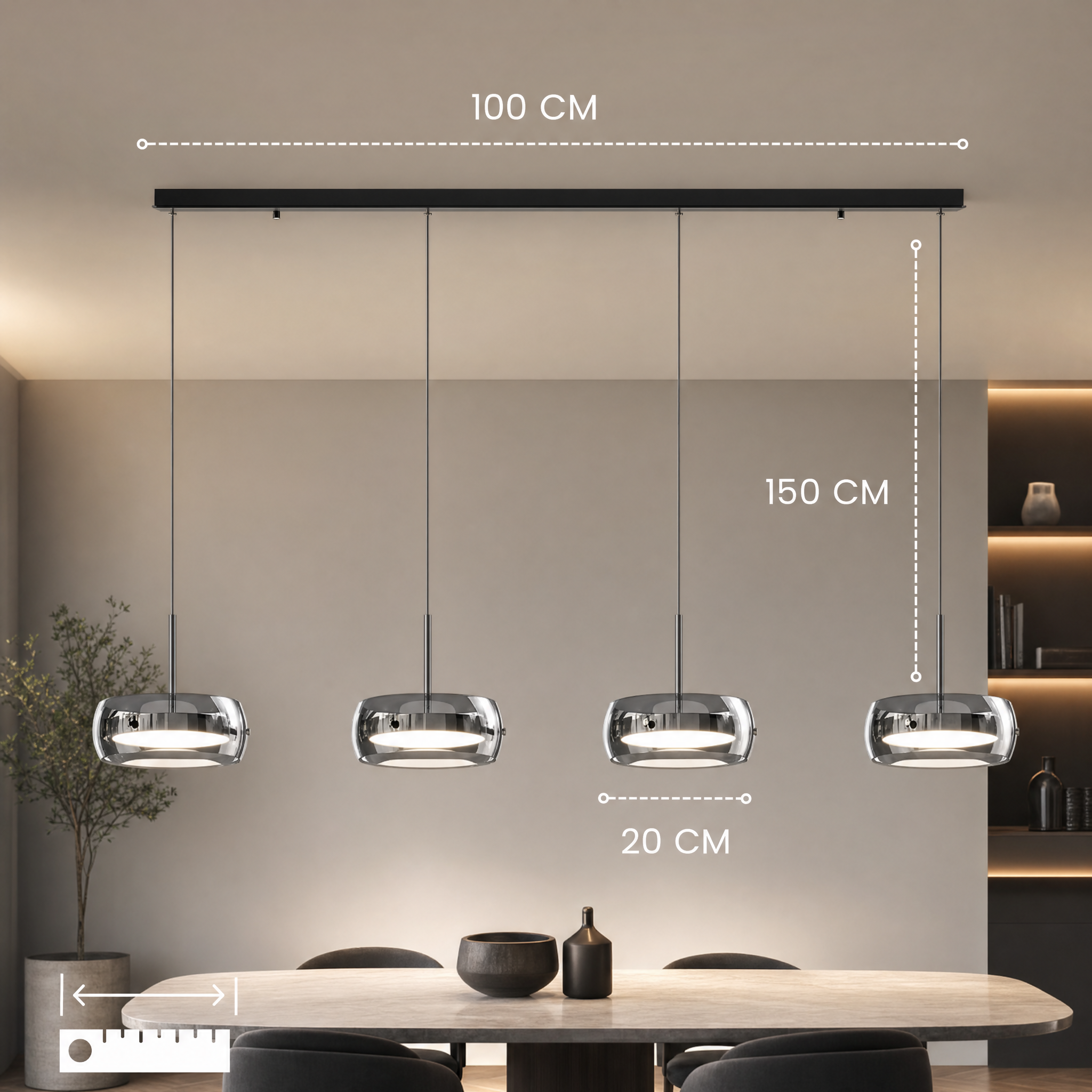 Dimmable Integrated LED Glass Drum Pendant Light (Remote Control)
