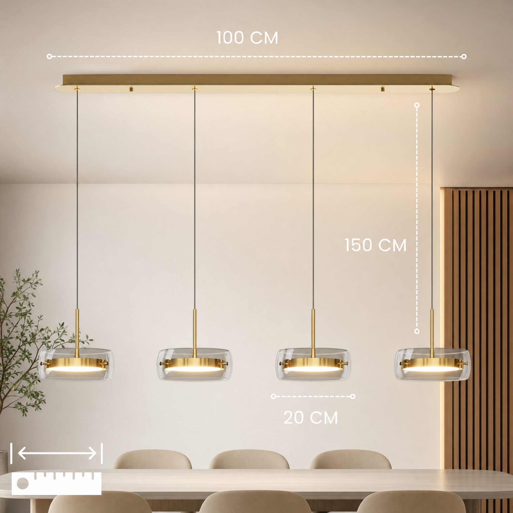 Dimmable Integrated LED Glass Drum Pendant Light (Remote Control)