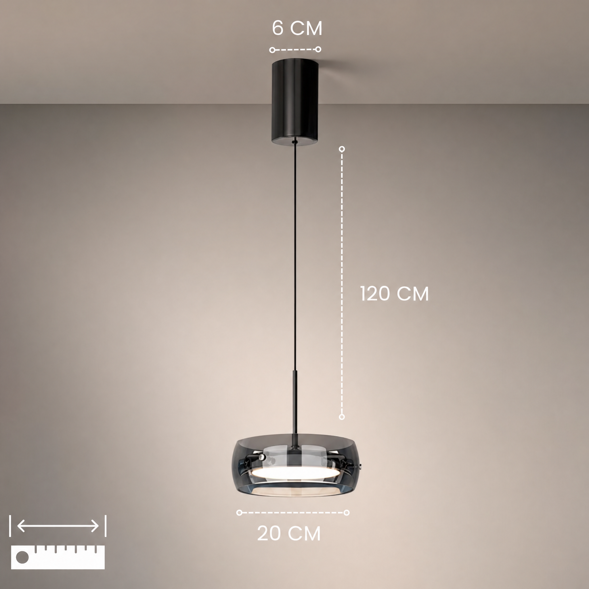 Dimmable Integrated LED Glass Drum Pendant Light (Remote Control)