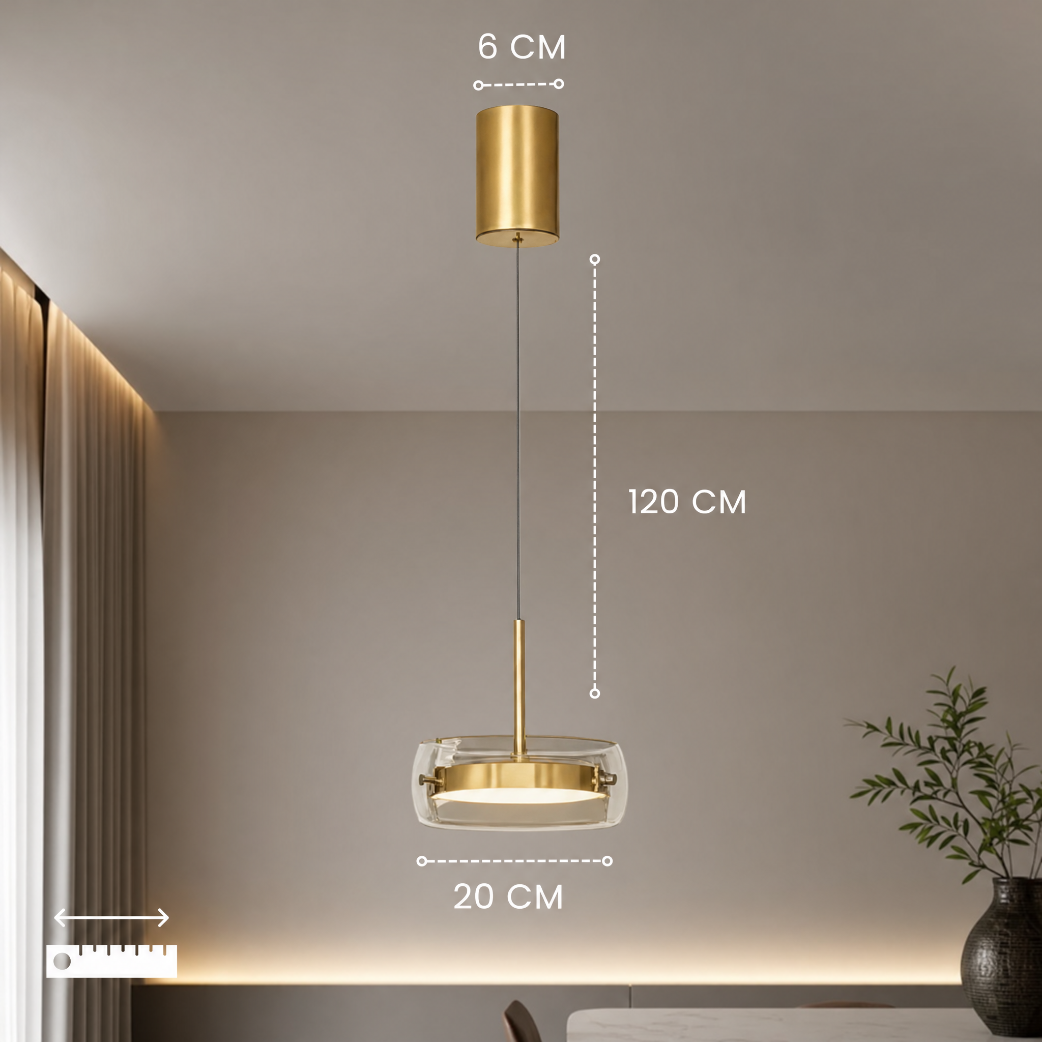 Dimmable Integrated LED Glass Drum Pendant Light (Remote Control)