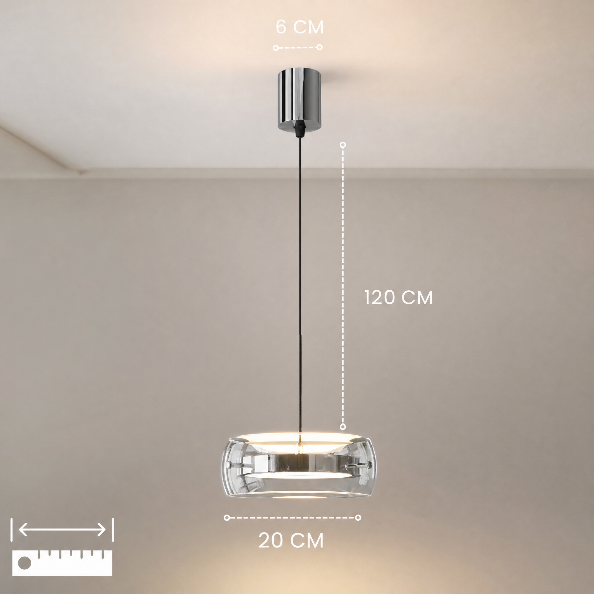 Dimmable Integrated LED Glass Drum Pendant Light (Remote Control)