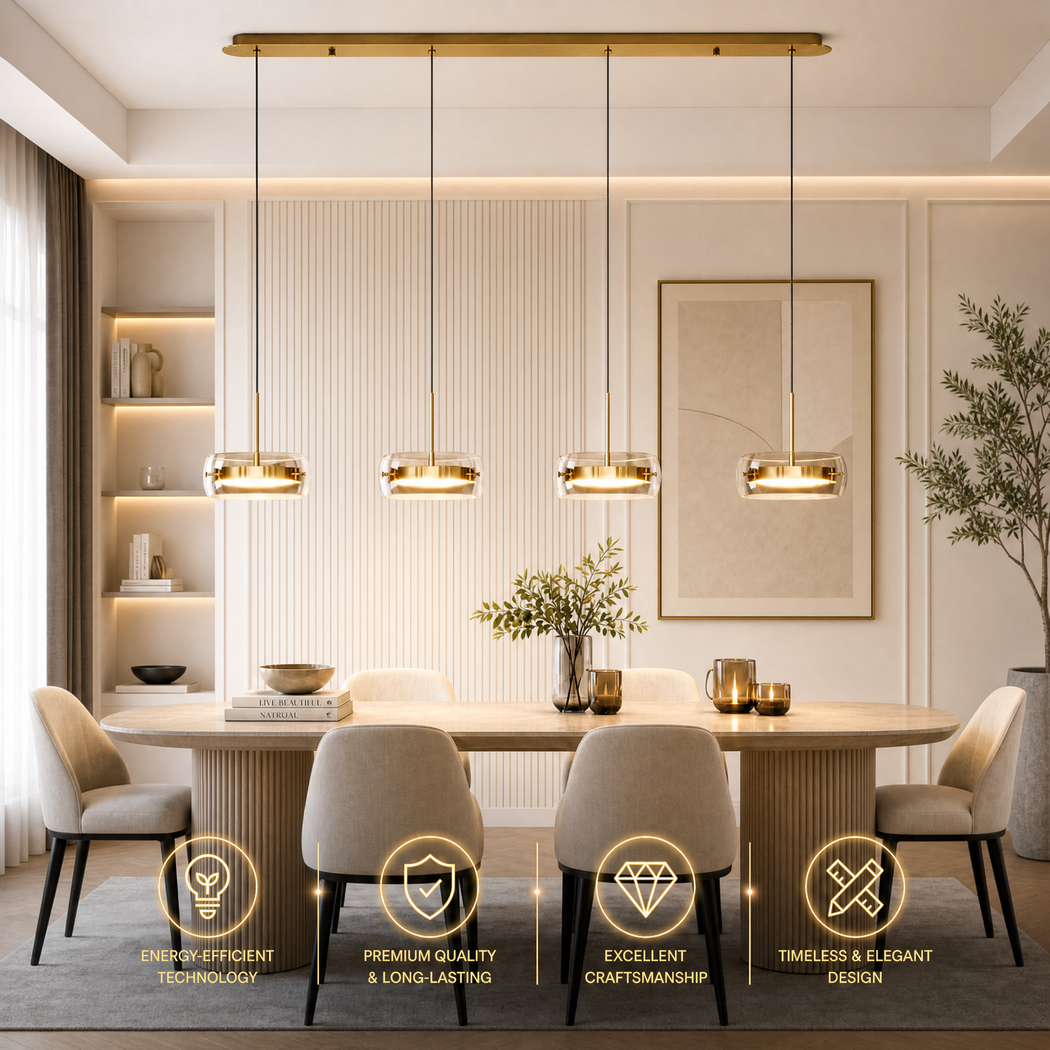 Dimmable Integrated LED Glass Drum Pendant Light (Remote Control)