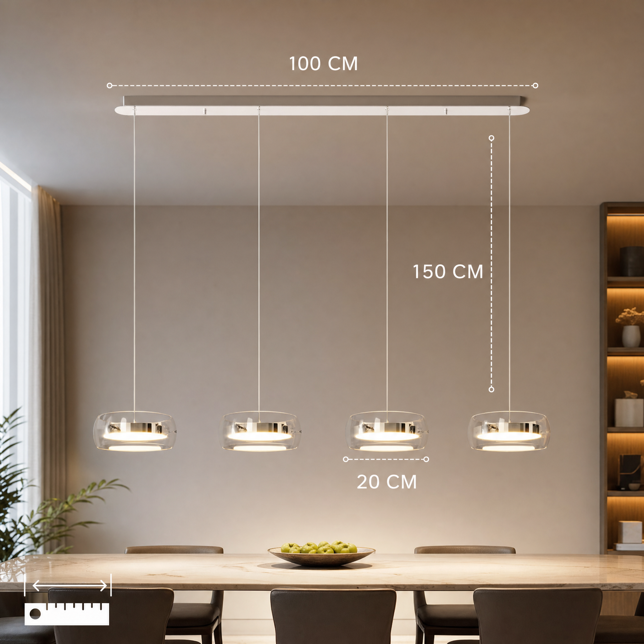 Dimmable Integrated LED Glass Drum Pendant Light (Remote Control)