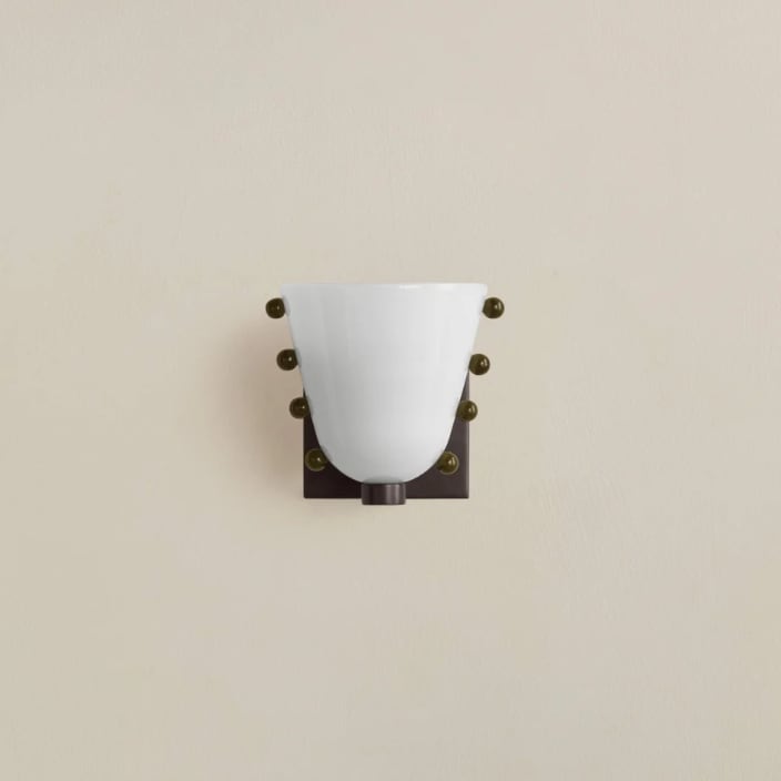 Dimmable LED Opaline Glass & Metal Backplate Wall Sconce