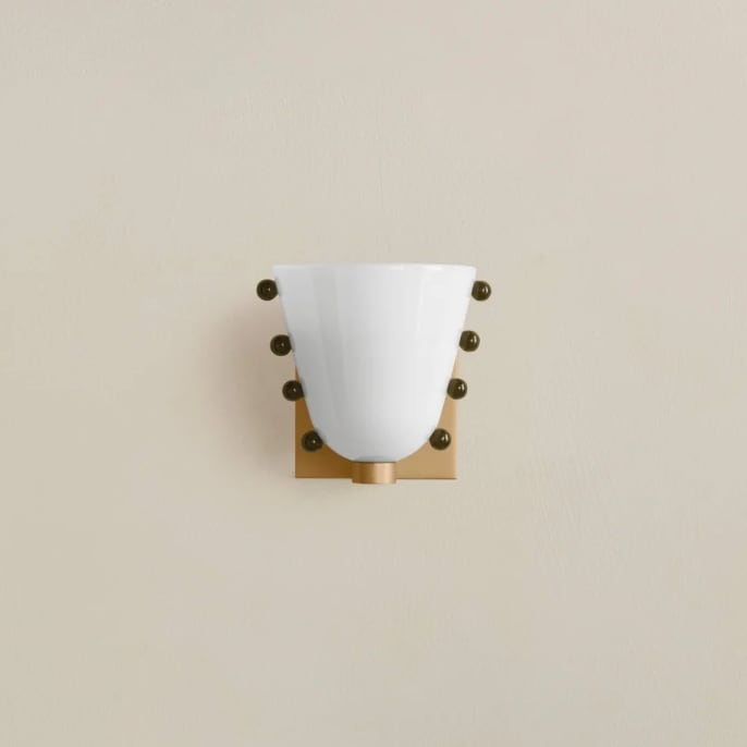 Dimmable LED Opaline Glass & Metal Backplate Wall Sconce