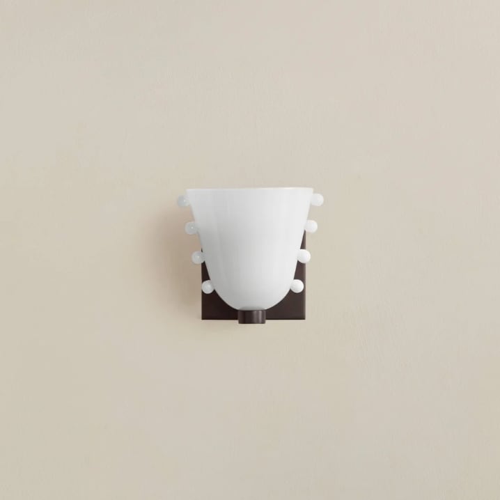 Dimmable LED Opaline Glass & Metal Backplate Wall Sconce