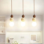 Dimmable LED Travertine & Wood Pendant Light