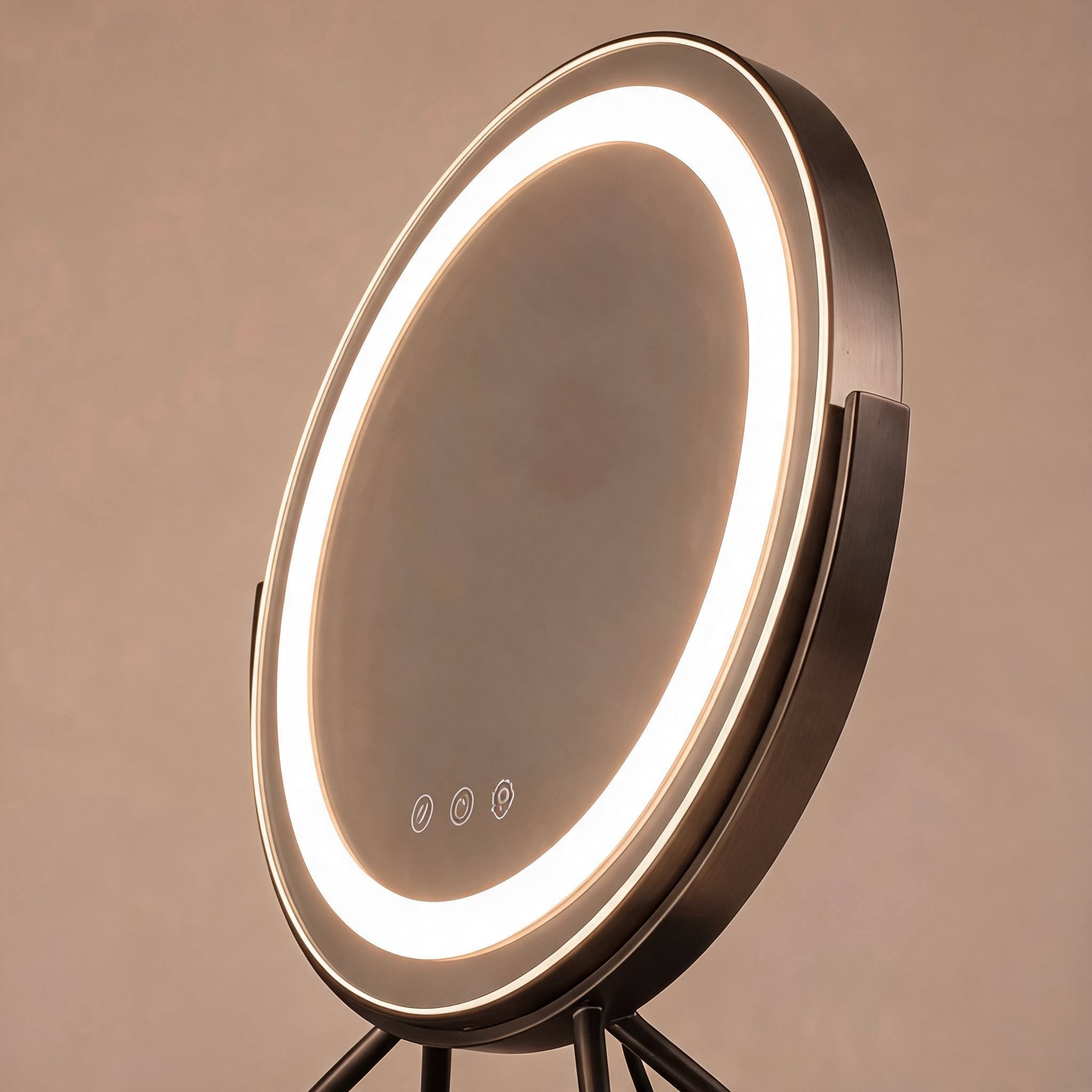Dimmable LED Vanity Mirror (360° Rotation, 15x Magnifier)