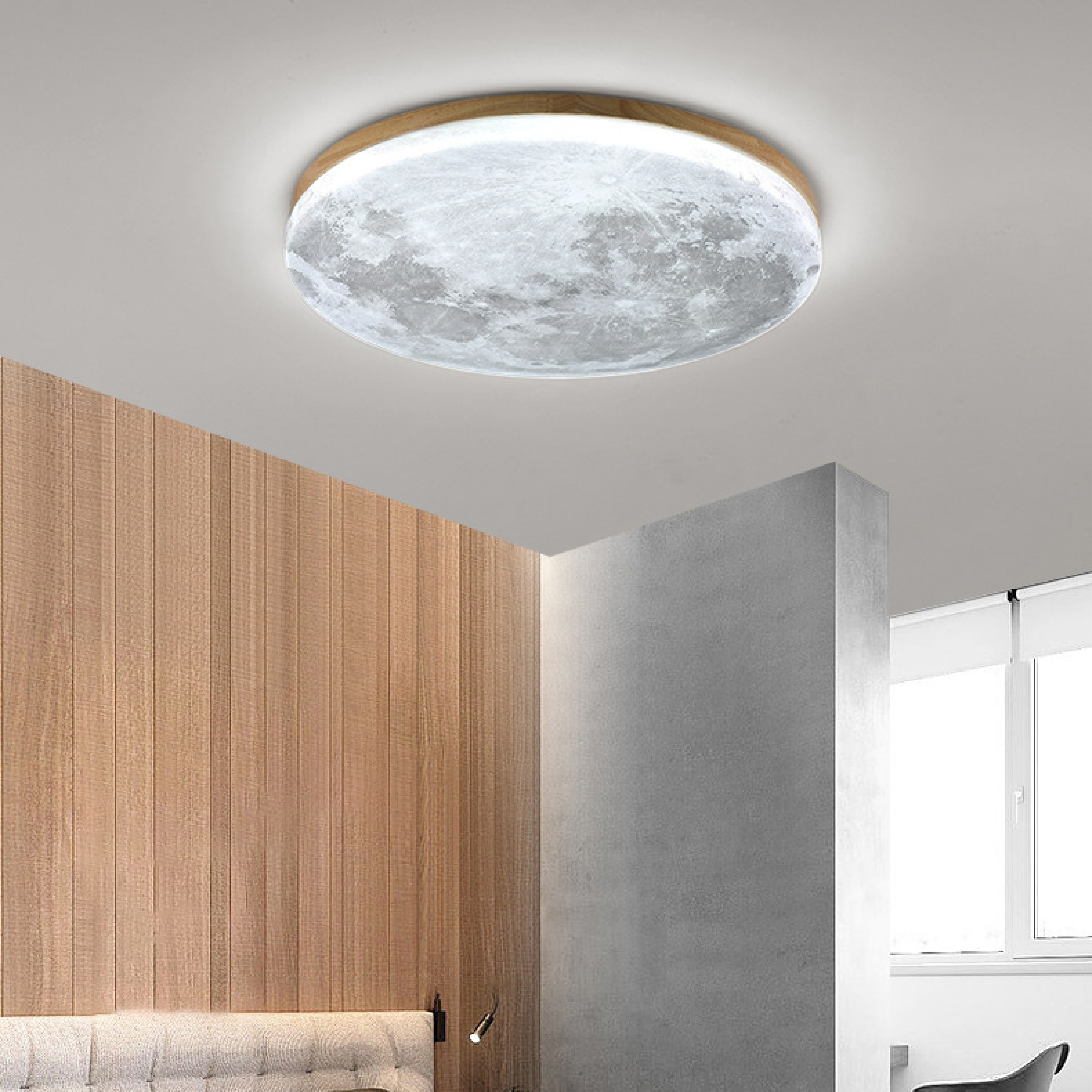 Dimmable LED Wood Finish Ceiling Light (Flush Mount)