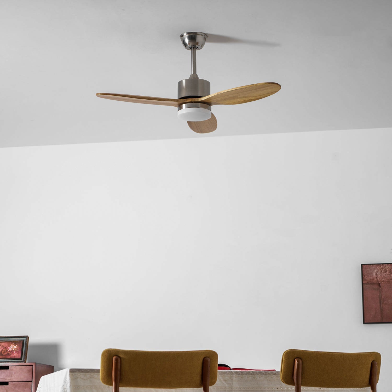 Dimmable LED Wooden Blades Ceiling Fan (Remote Included)