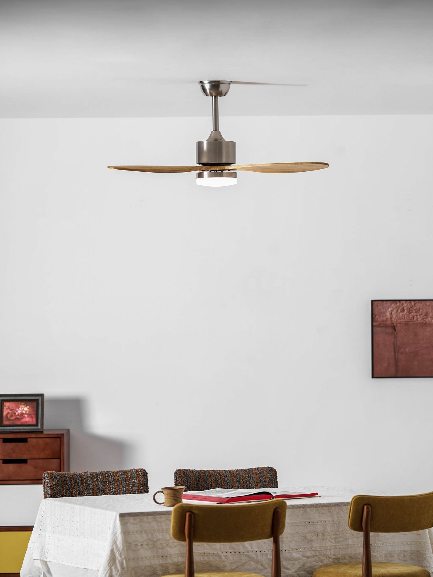 Dimmable LED Wooden Blades Ceiling Fan (Remote Included)