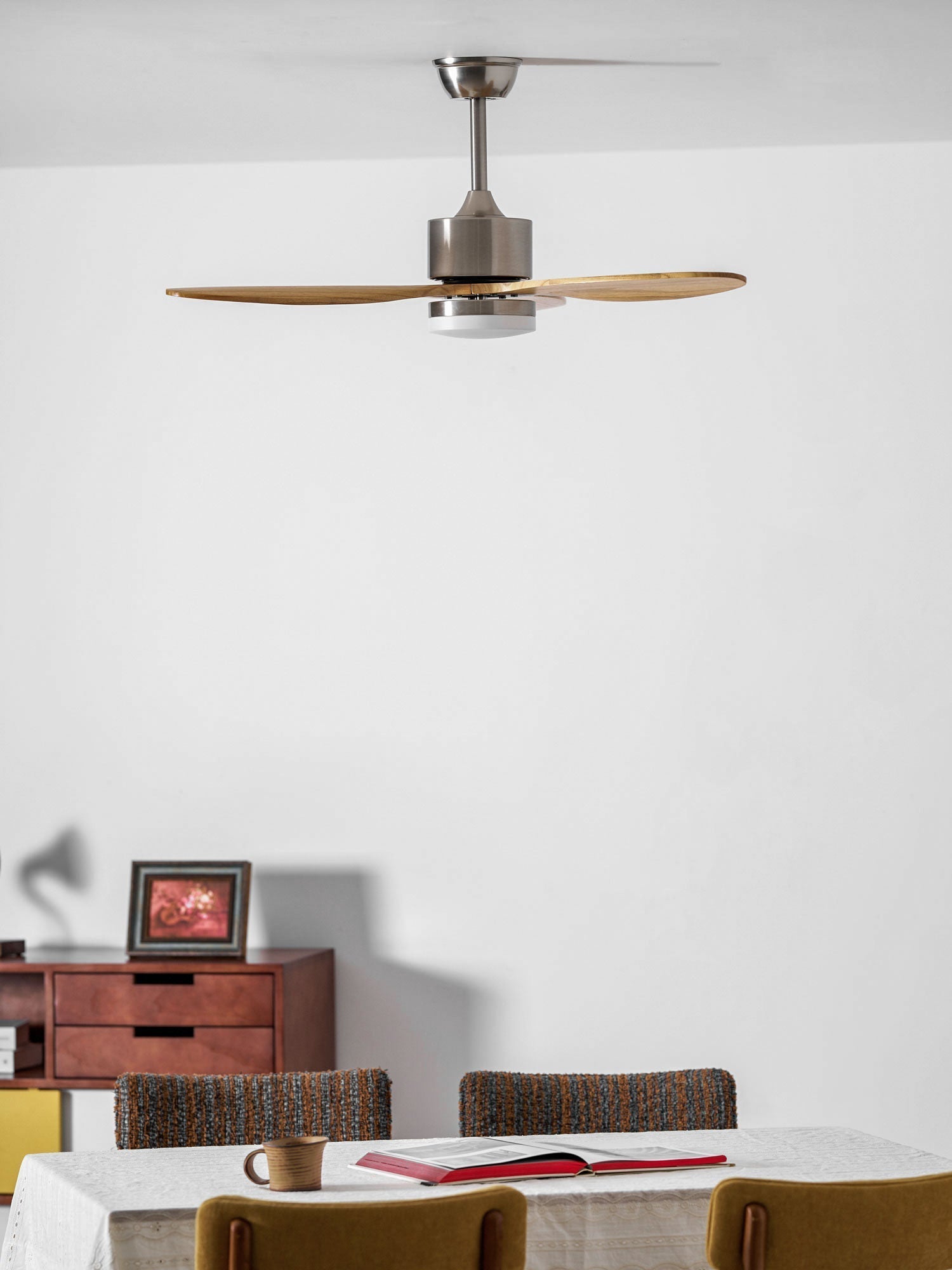 Dimmable LED Wooden Blades Ceiling Fan (Remote Included)