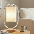 Dimmable Solid Wood & Linen Shade Table Lamp