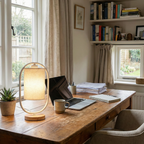 Dimmable Solid Wood & Linen Shade Table Lamp
